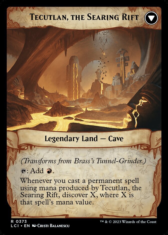 Brass's Tunnel-Grinder // Tecutlan, the Searing Rift (Extended Art) back
