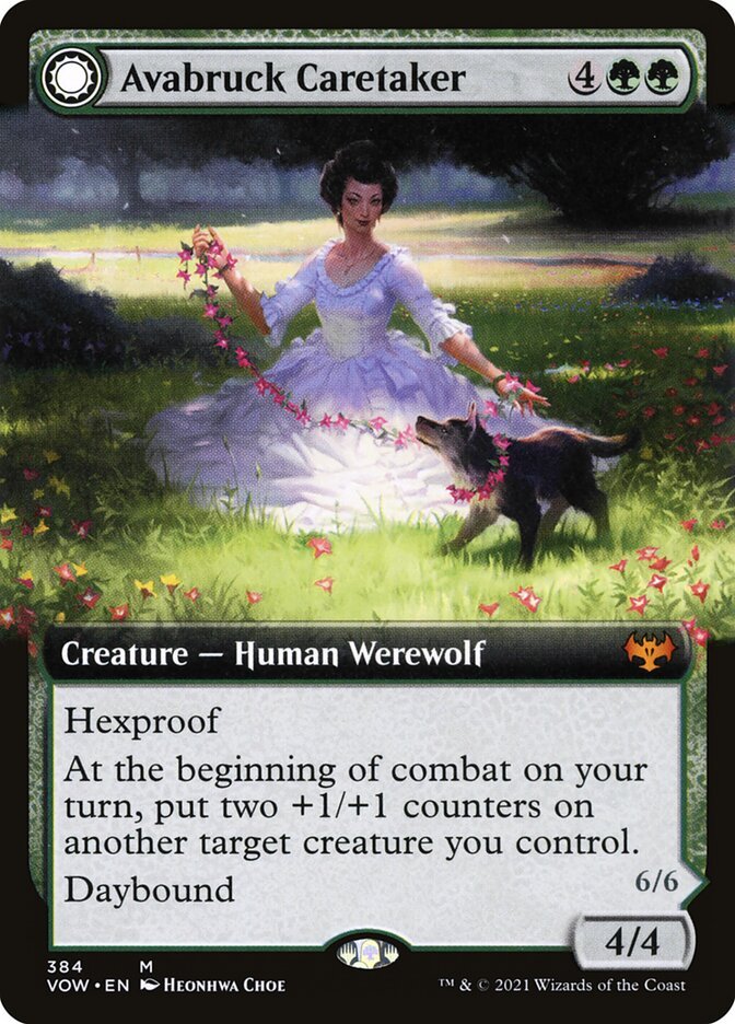 Avabruck Caretaker // Hollowhenge Huntmaster (Extended Art) front